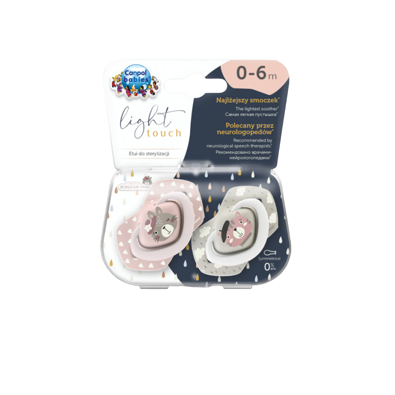 Canpol babies Set symetrických silikonových dudlíků 0-6m Bonjour Paris růžový 2 ks