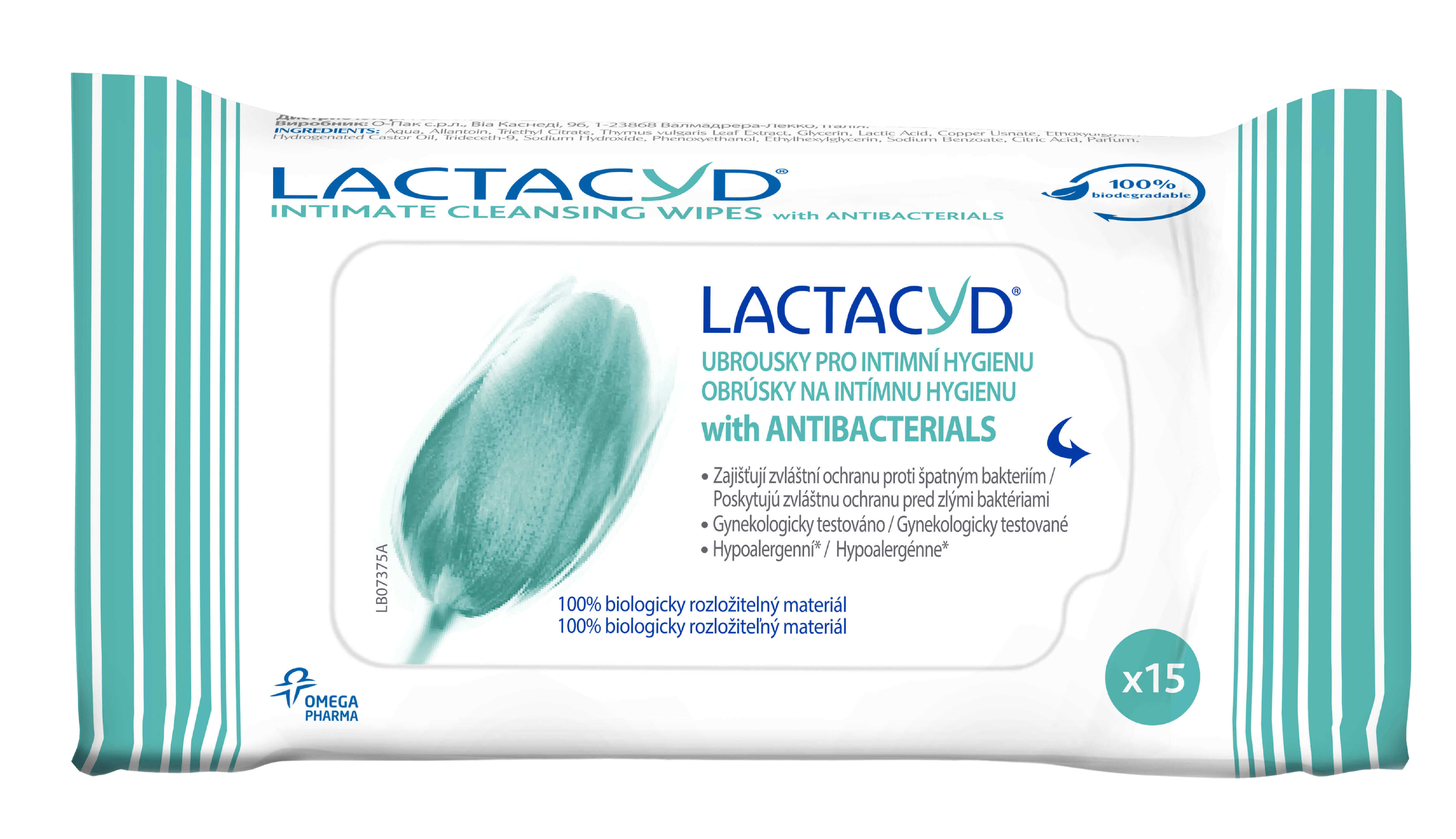 Lactacyd Ubrousky Antibakteriální 15 ks
