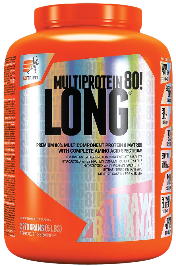 EXTRIFIT Long 80 Multiprotein Jahoda, Banán 2270 g