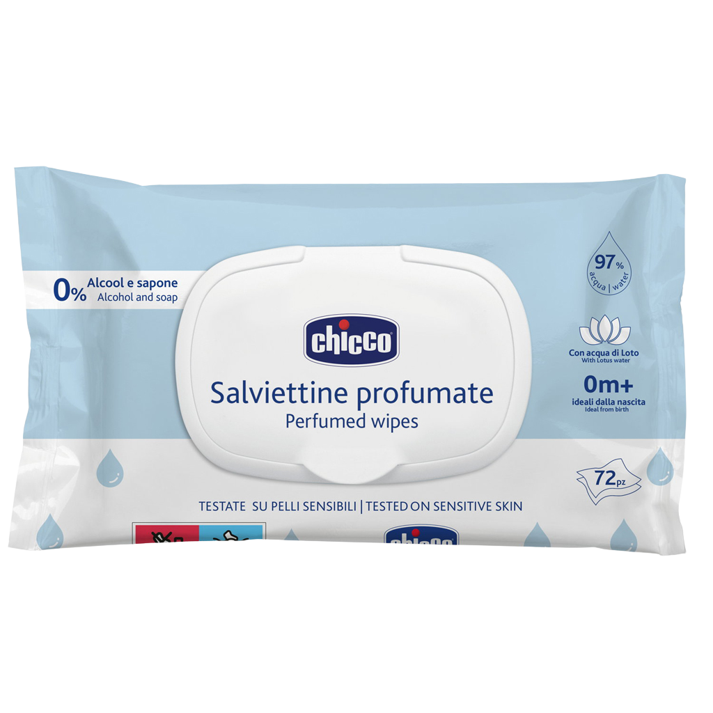 CHICCO Dětské vlhčené ubrousky jemně parfémované 72 ks