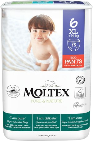 MOLTEX Pure & Nature Natahovací plenkové kalhotky XL 14+kg 18 ks