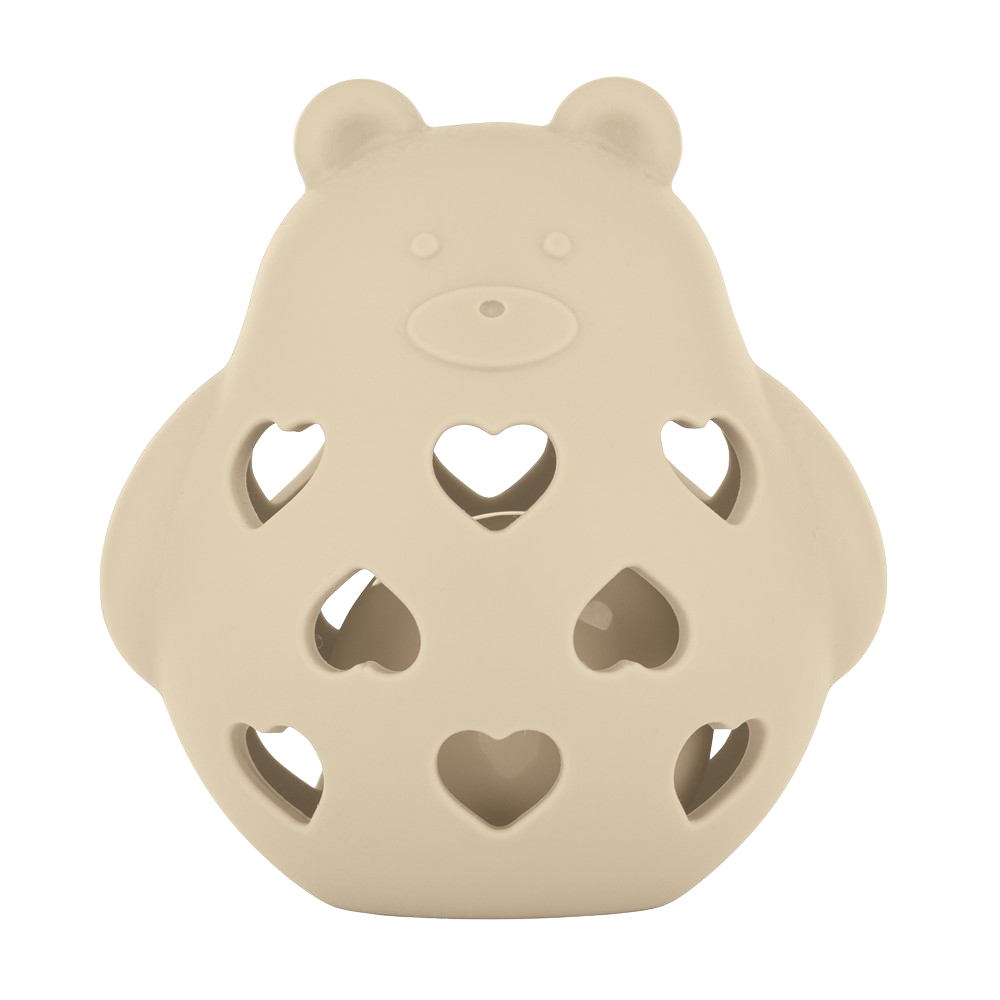 Fotografie PETITE&MARS Hračka silikonová s chrastítkem Bear Basil Desert Sand 0m+