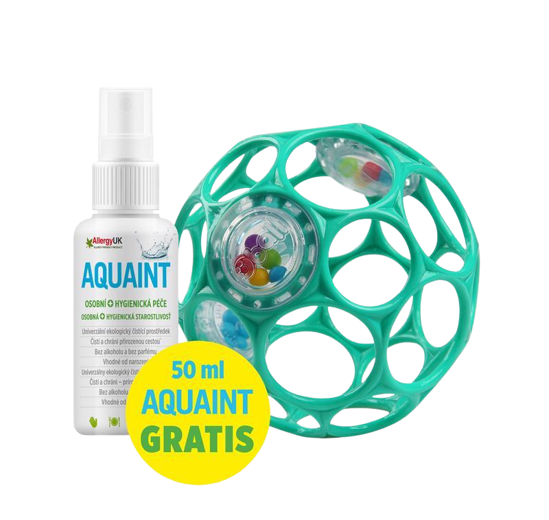 OBALL Hračka RATTLE 10 cm 0m+ dark turquoise + 50 ml Aquaint