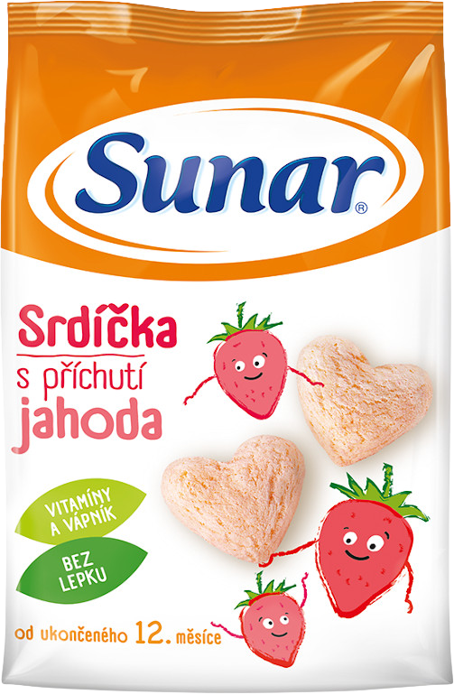 Sunar dětské křupky jahodová srdíčka 50 g