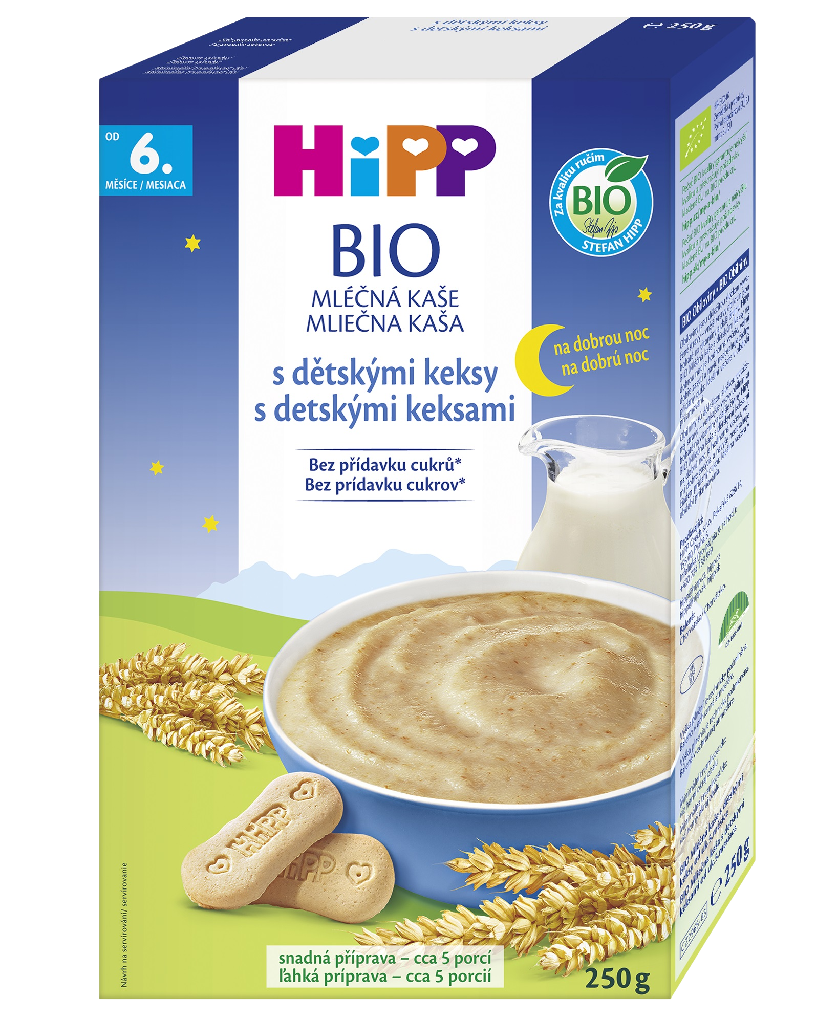 HIPP Mléčná kaše na noc BIO s dětskými keksy 250 g
