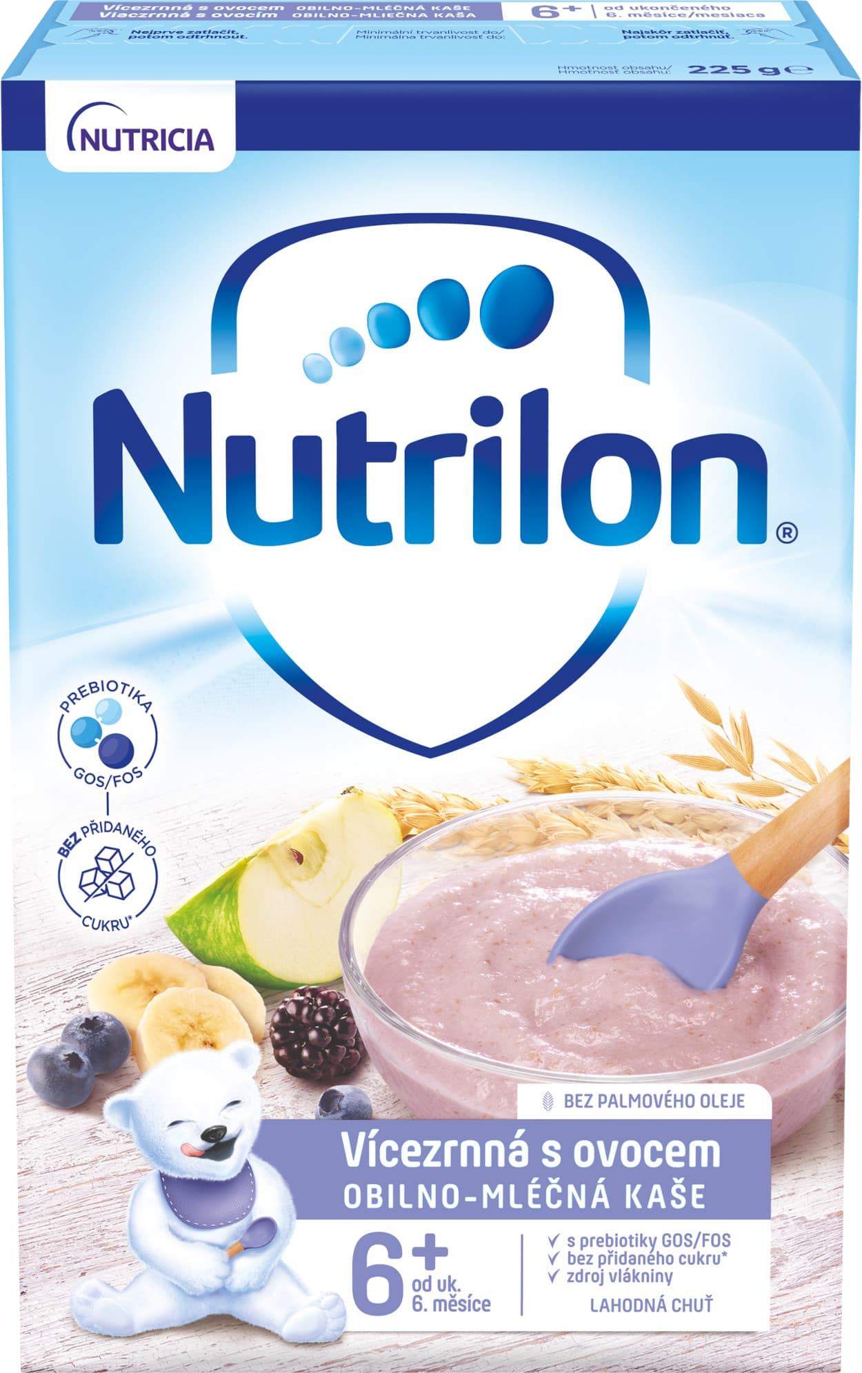 NUTRILON Vícezrnná kaše s ovocem 225 g