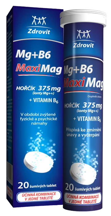 Zdrovit MaxMag Hořčík 375 mg + B6 20 šumivých tablet