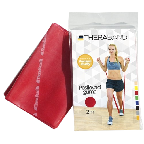 THERABAND Posilovací guma červená středně silná 2 m