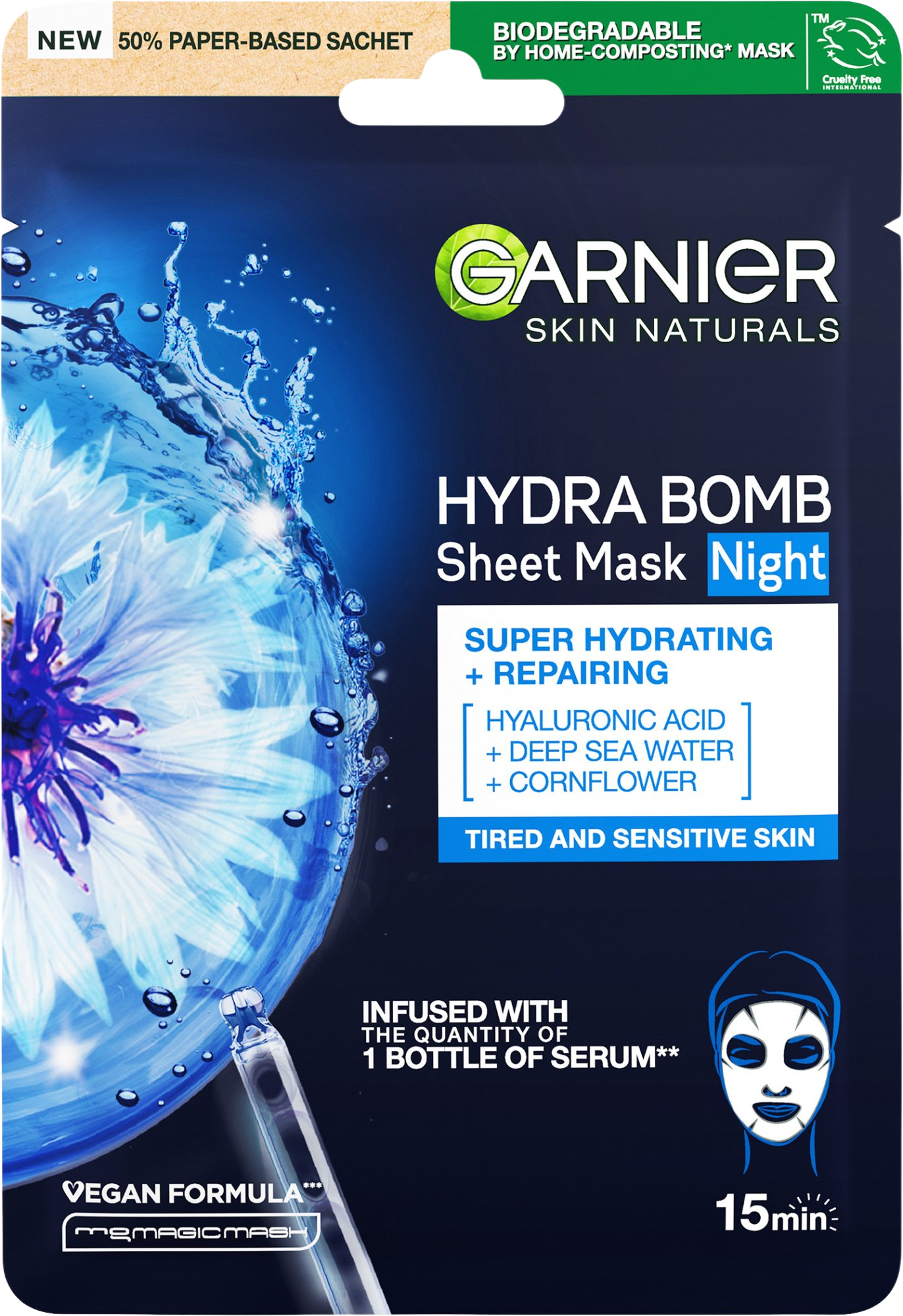 Garnier Hydratační regenerační noční textilní maska Moisture Bomb Night-time 28 g