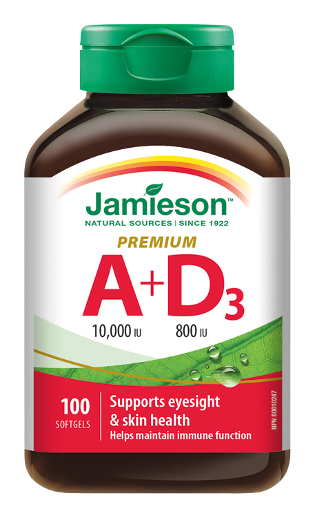 JAMIESON Vitamíny A a D Premium 10000 IU / 800 IU 100 kapslí
