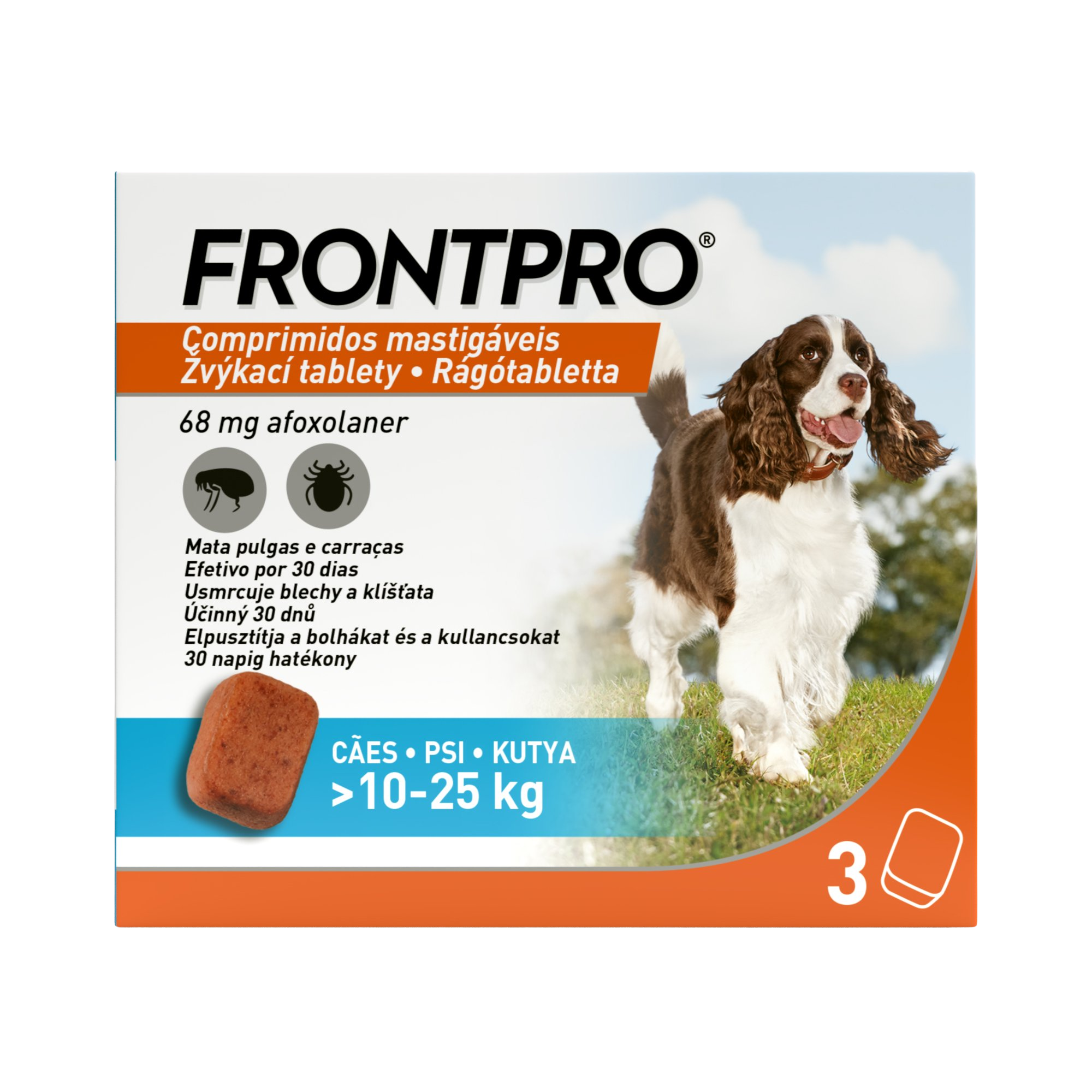 FRONTPRO Antiparazitární žvýkací tablety pro psy (10-25 kg) 3 tablety