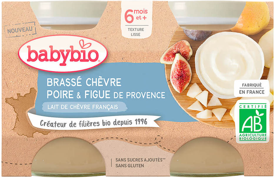 BABYBIO Brassé z kozího mléka hruška fík 2 x 130 g