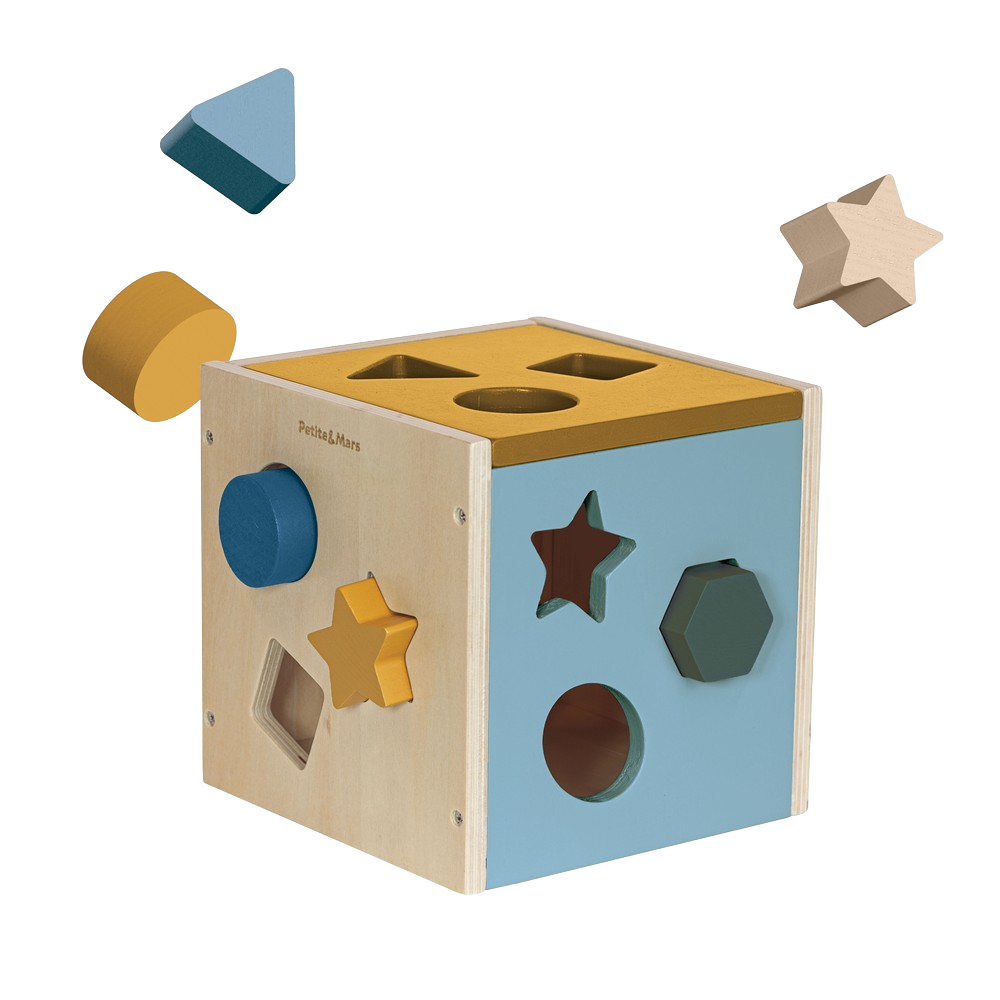 Fotografie PETITE&MARS Hračka dřevěná třídící Gravity Wood of Mars 12m+ Cosmic Blue