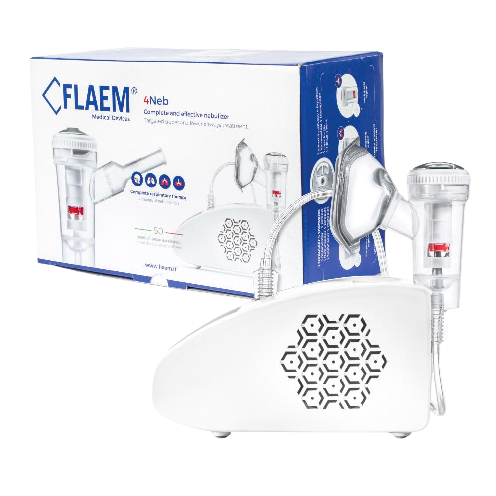 FLAEM 4NEB Pneumaticko pístový inhalátor se 4 režimy, s certifikátem TUV Rheinland