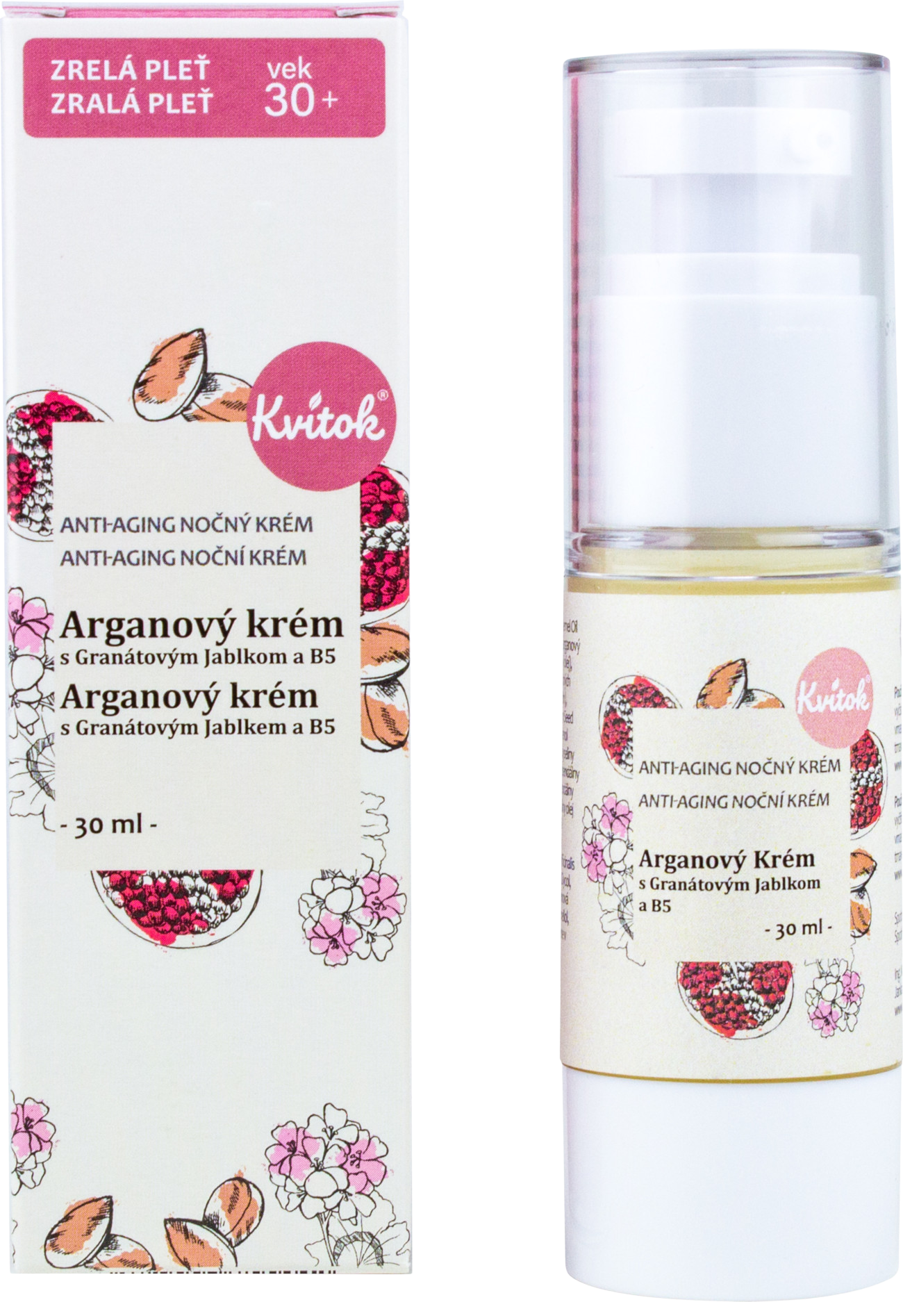 KVITOK Noční arganový krém pro zralou pleť 30+ 30 ml