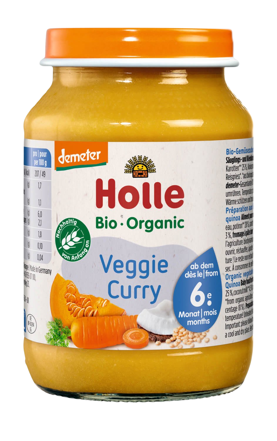HOLLE BIO Dětská přesnídávka Vegetariánské kari 190 g