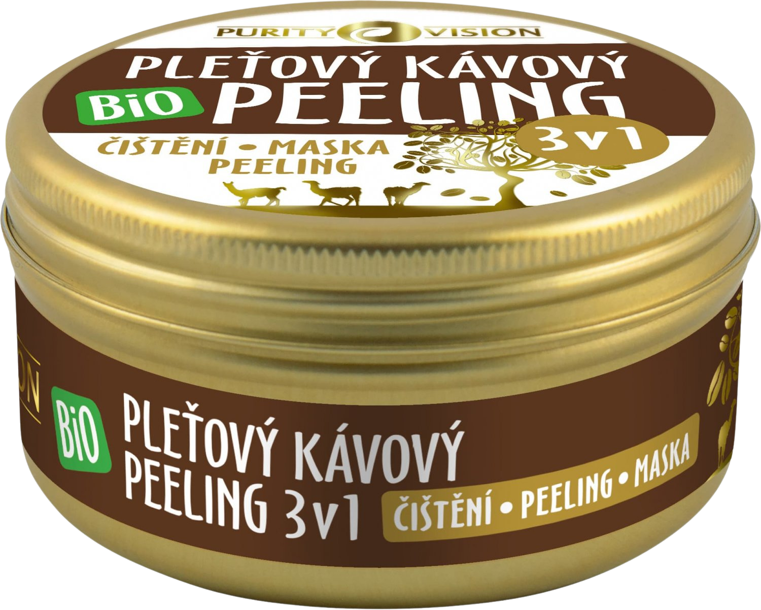 Purity Vision BIO Kávový pleťový peeling 3v1, 70 ml