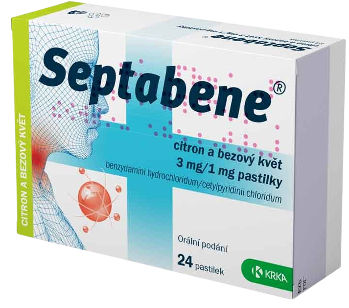 SEPTABENE® 3 mg/1 mg citron a bezový květ 24 pastilek