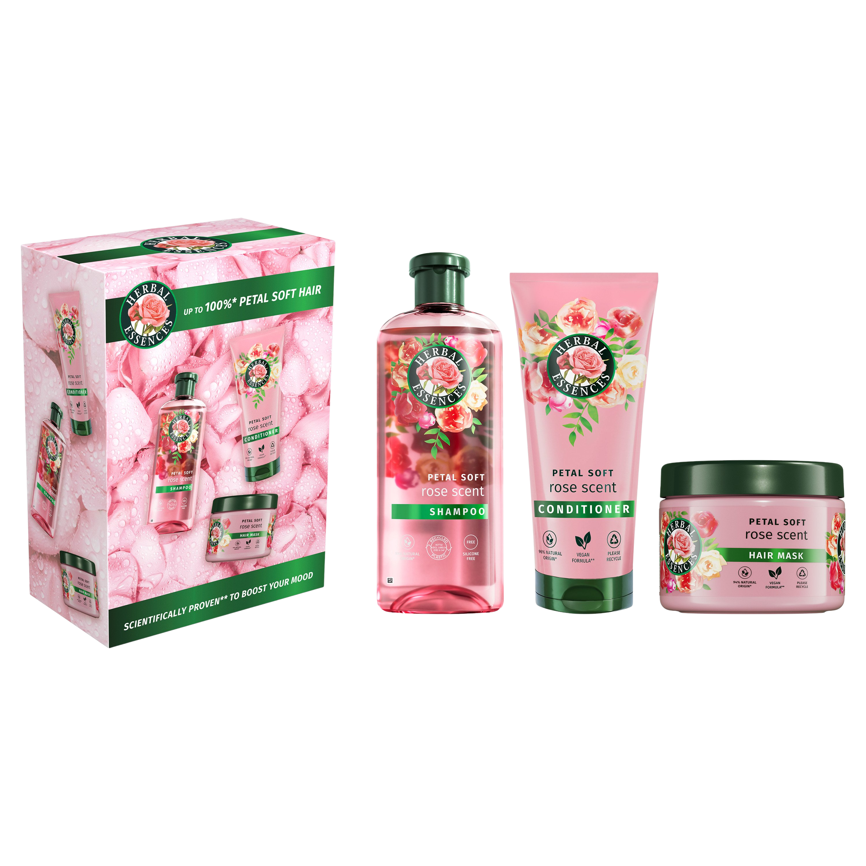 HERBAL ESSENCES Sada produktů Herbal Essences Rose: šampon + kondicionér + maska