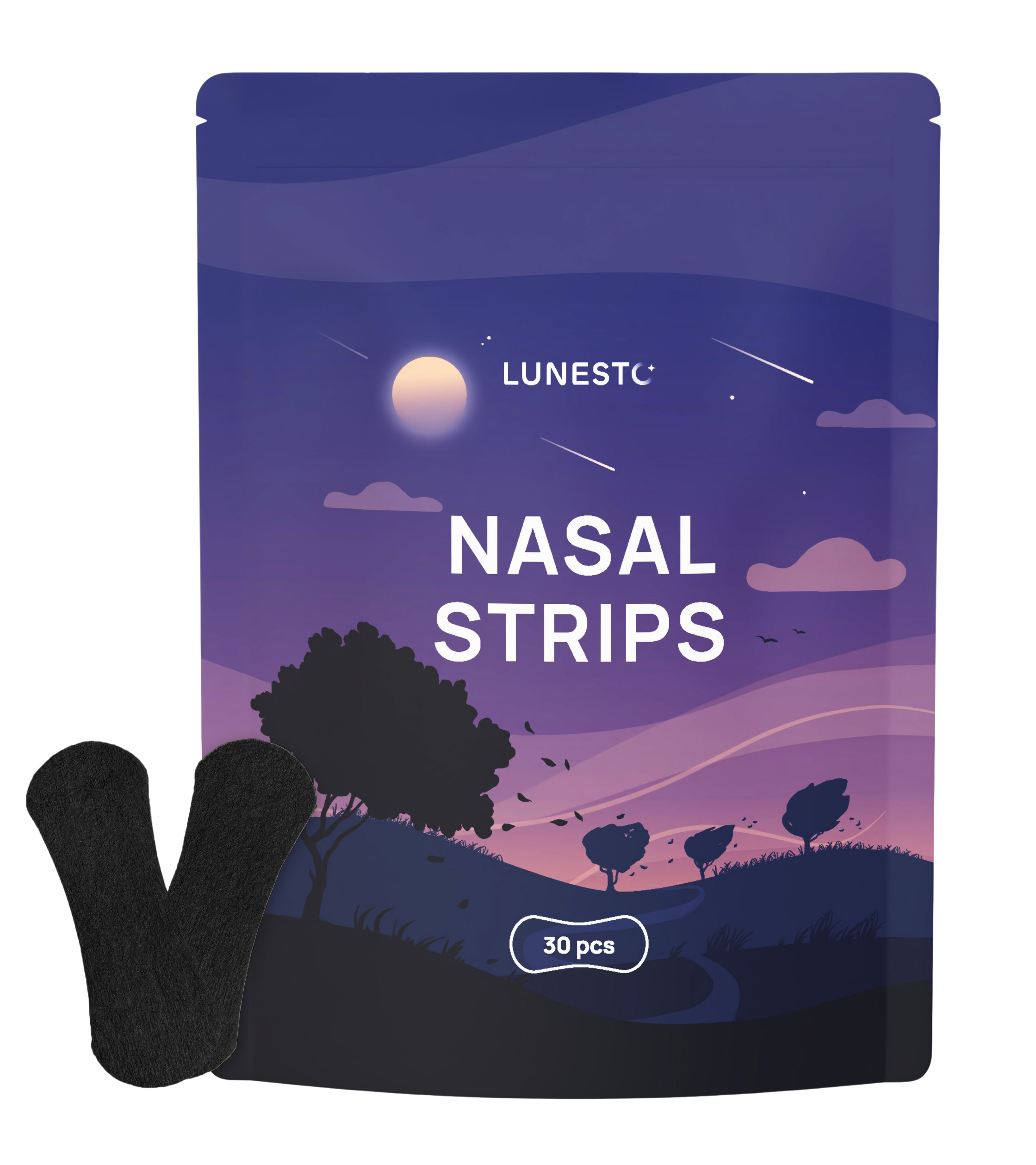 LUNESTO Nasal Strips - pásky na nos, černá 30 ks