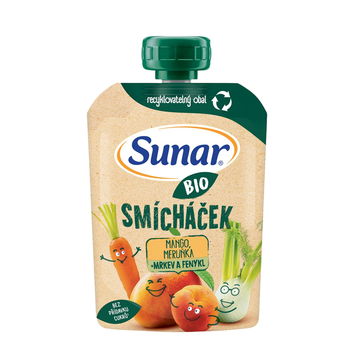 Sunar BIO ovocná kapsička Smícháček mango, mrkev, meruňka a fenykl 100 g