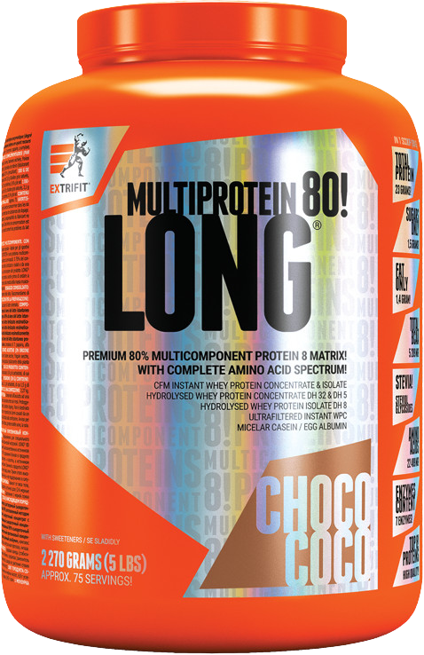 EXTRIFIT Long 80 Multiprotein Čokoláda, Kokos 2270 g