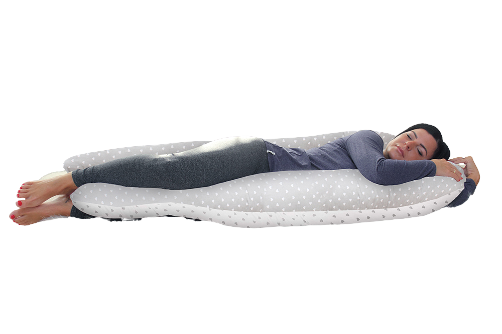 SCAMP Těhotenský polštář tvar U 80x150 cm Little Heart Grey