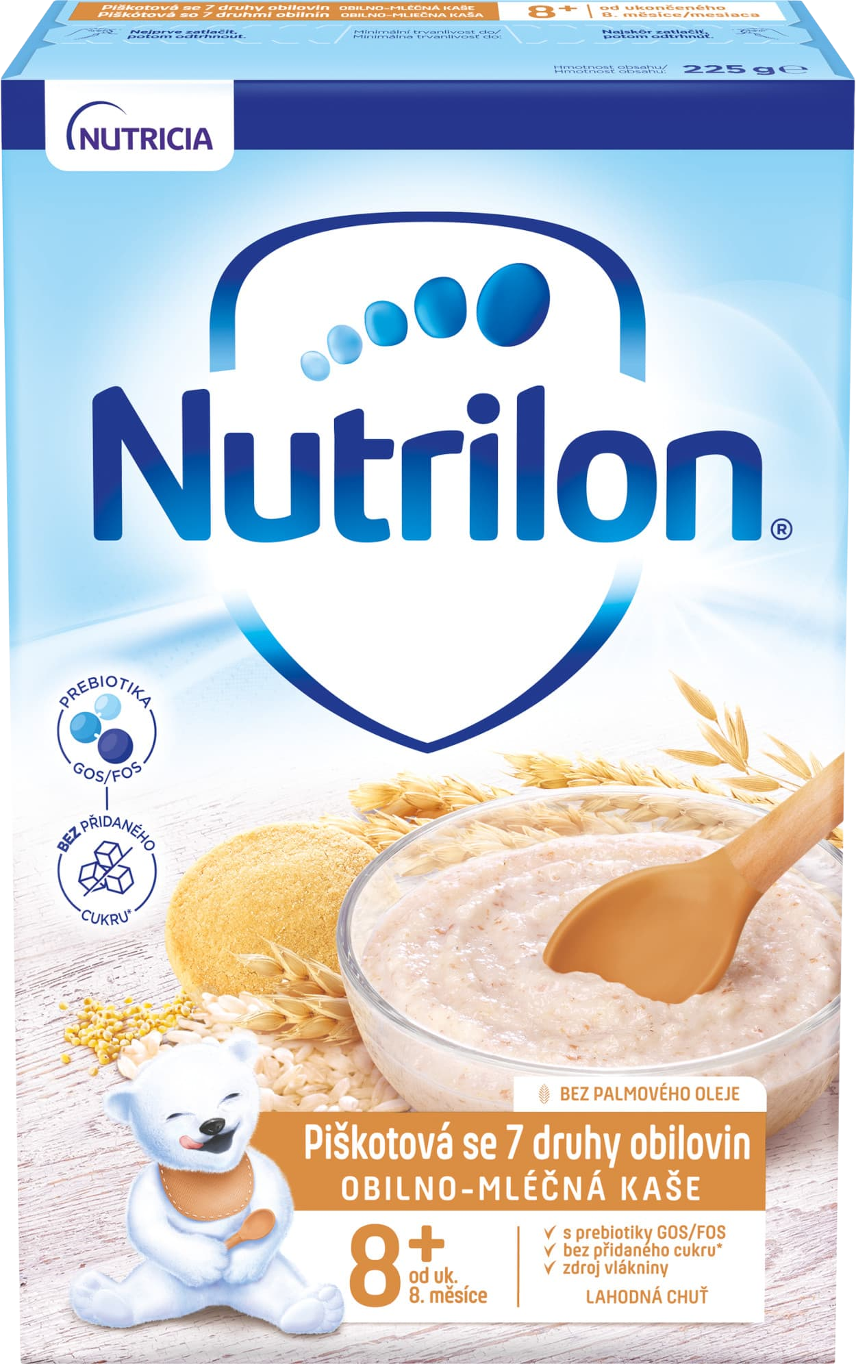 NUTRILON Piškotová kaše se 7 druhy obilovin 225 g