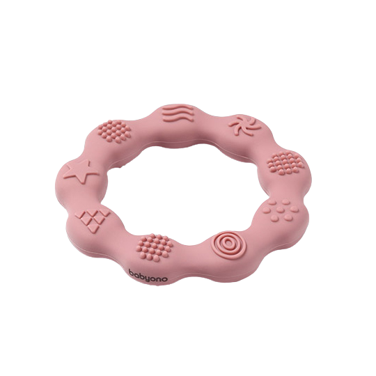 BABYONO Kousátko silikonové Kroužek růžové