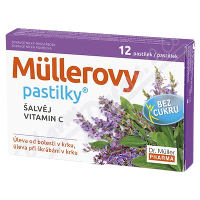 Dr.Muller Müllerovy pastilky se šalvějí bez cukru 12 ks