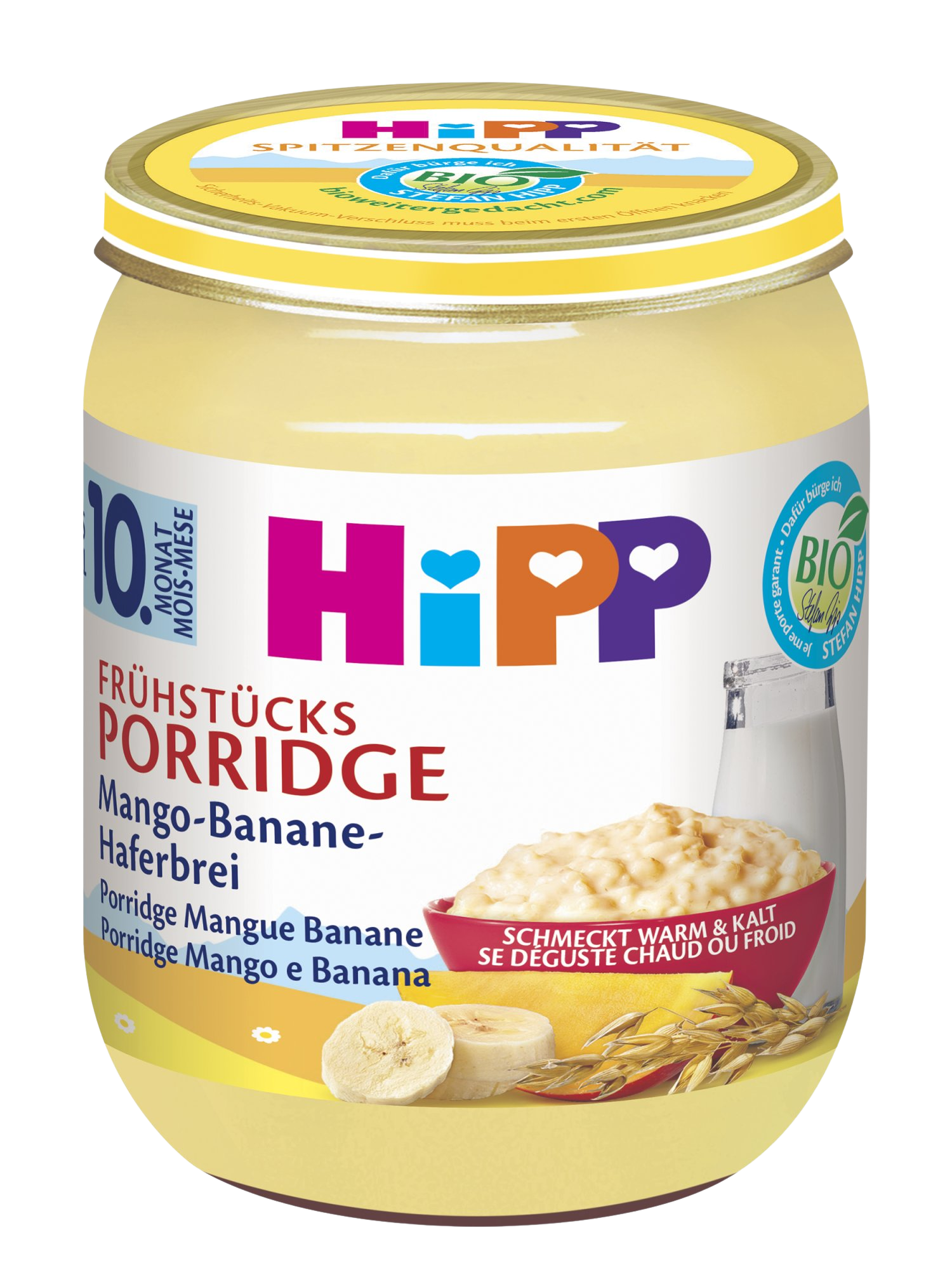 HIPP BIO Snídaňová ovesná kaše s mangem a banánem 160 g