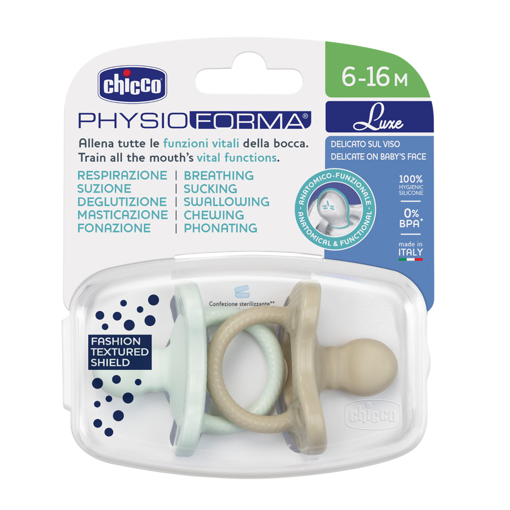 Chicco Dudlík Physio Luxe green/gray 6-16m 2 ks