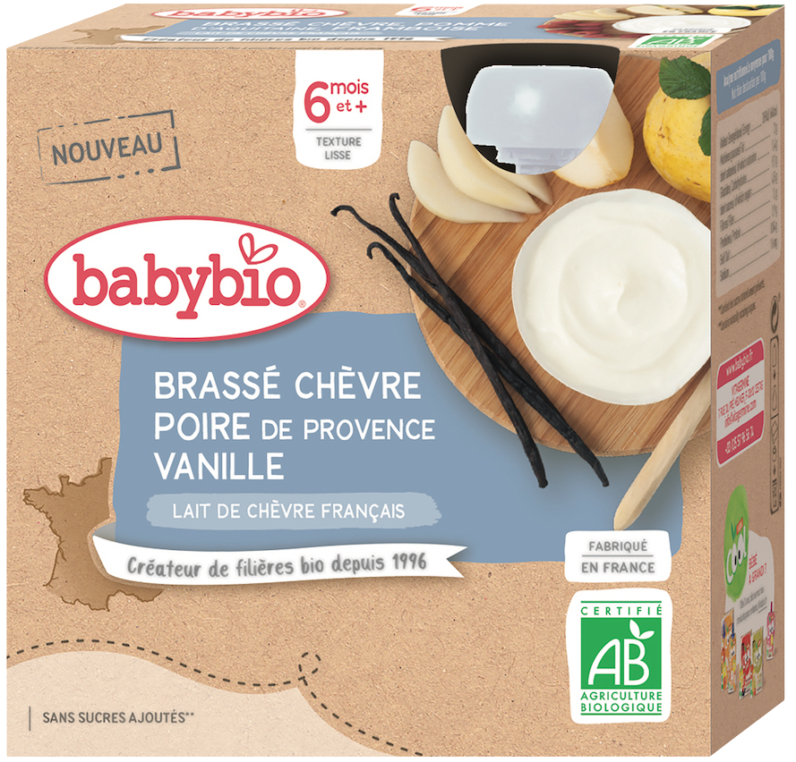 Babybio Svačinka z kozího mléka s hruškou a vanilkou 4 x 85 g