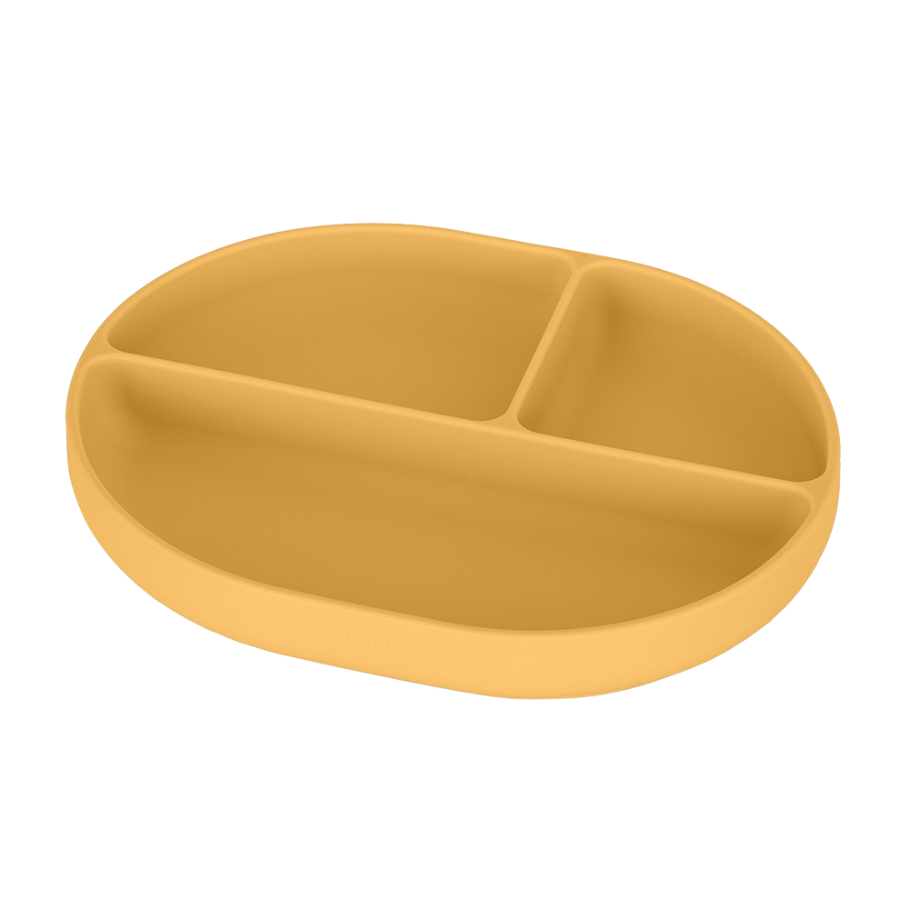 PETITE&MARS Talířek silikonový dělící oválný Take&Match Intense Ochre 6m+