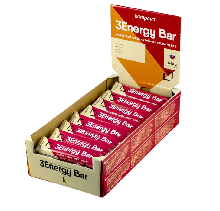 KOMPAVA 3Energy bar 32ks- jahoda-jogurtová poleva 32 x 40 g