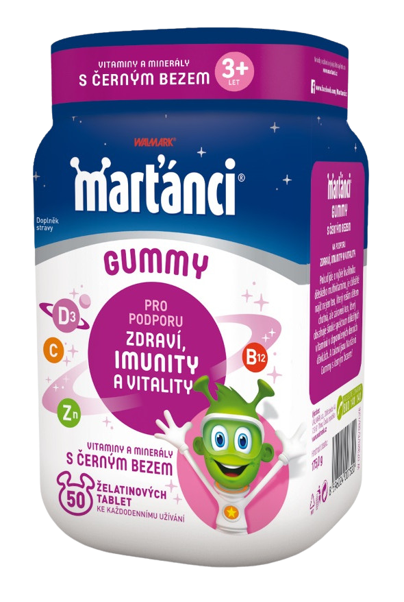 Marťánci Walmark Gummy černý bez 20 mg želatinové tablety 50 ks