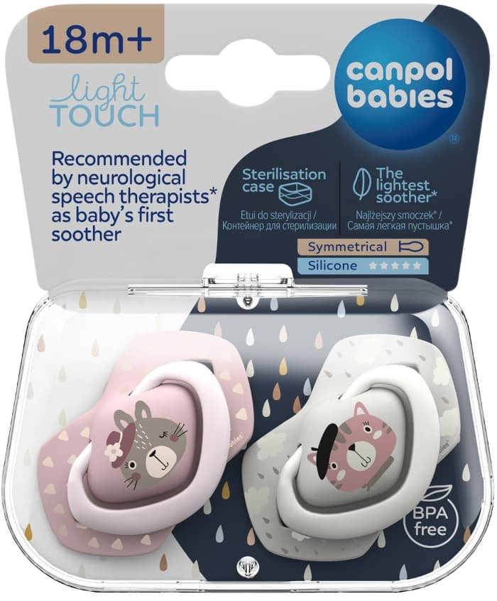 CANPOL BABIES Set symetrických silikonových dudlíků 18m+ Bonjour Paris růžový 2 ks