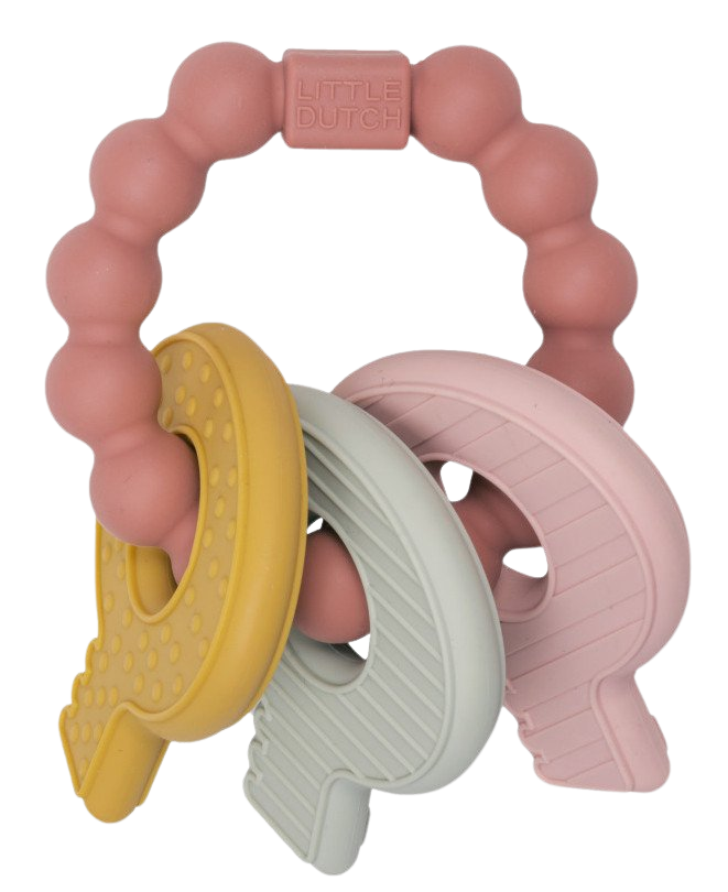 LITTLE DUTCH Kousátko silikonové klíče růžové