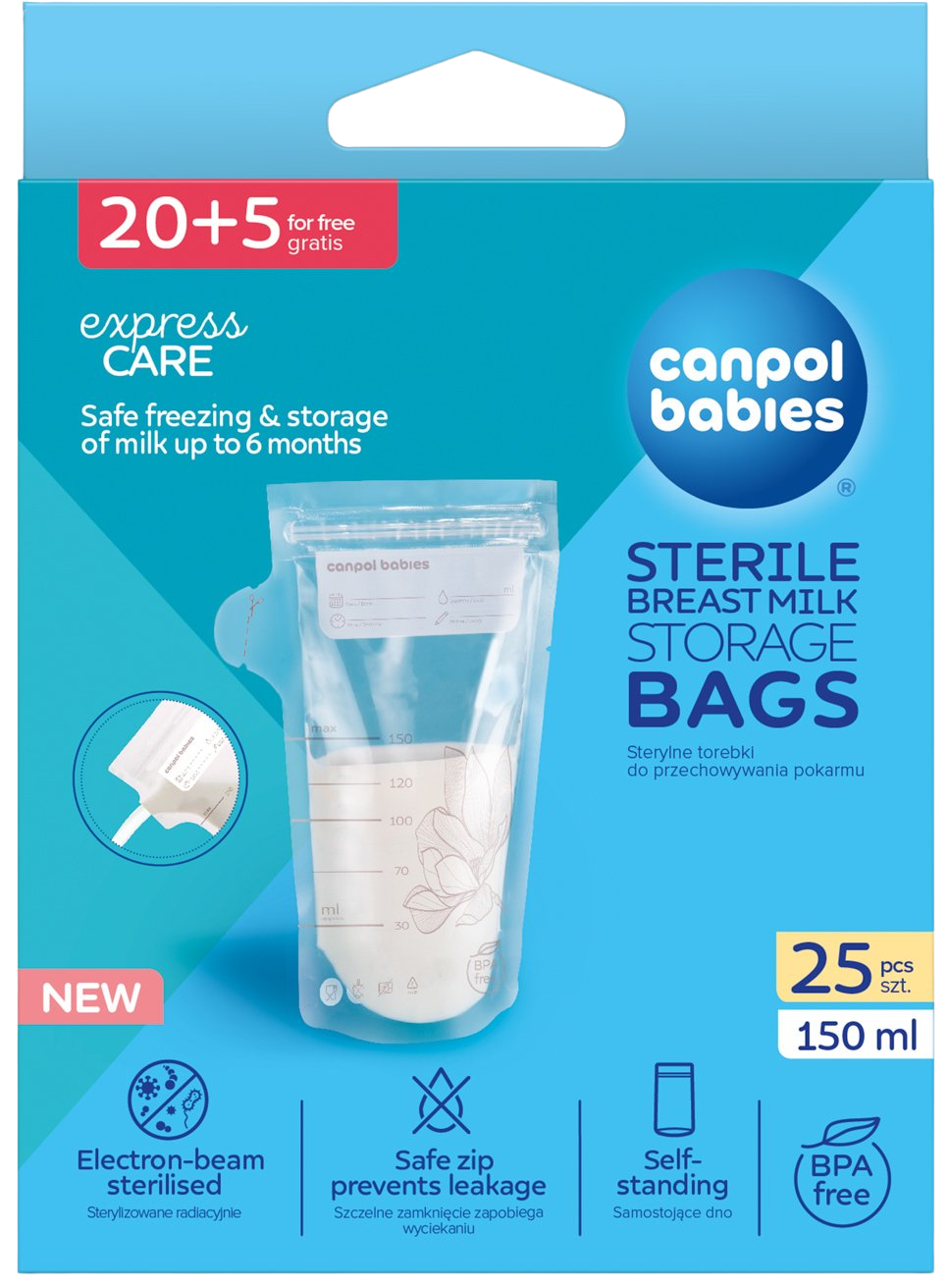 Canpol babies Sáčky k uchovávání odsátého mléka 150 ml 20 ks