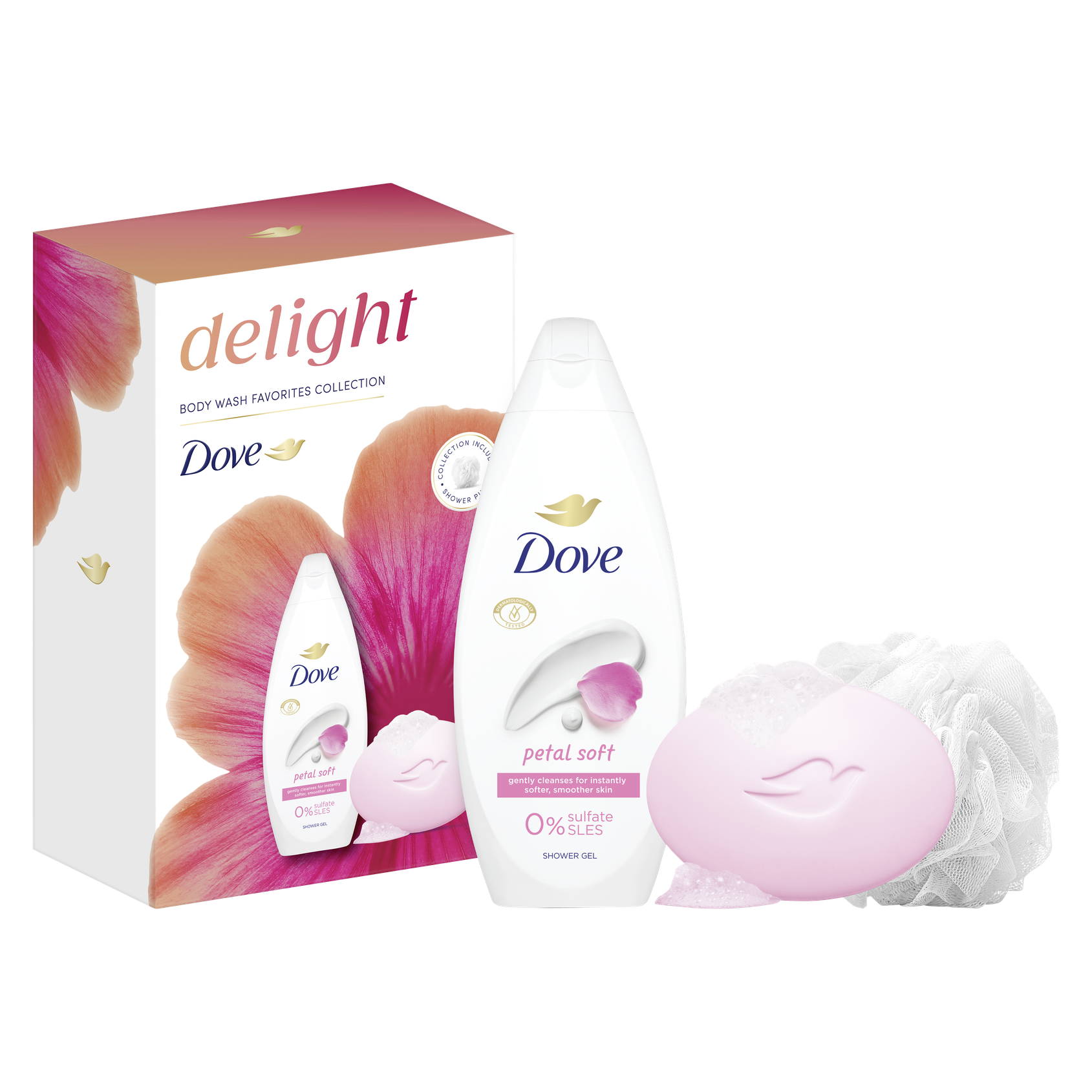 DOVE Petal Soft kazeta se sprchovou houbou