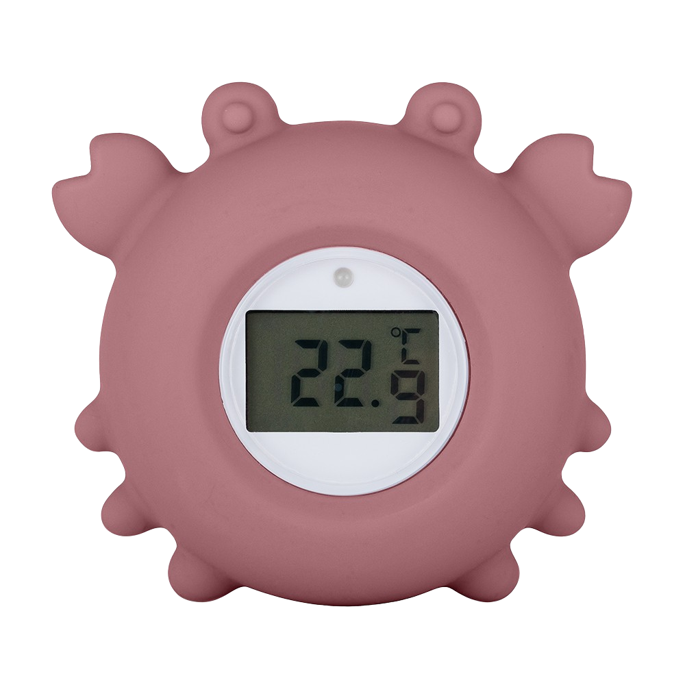 PETITE&MARS Teploměr silikonový digitální do vody Crab Caleb Dusty Rose 0m+