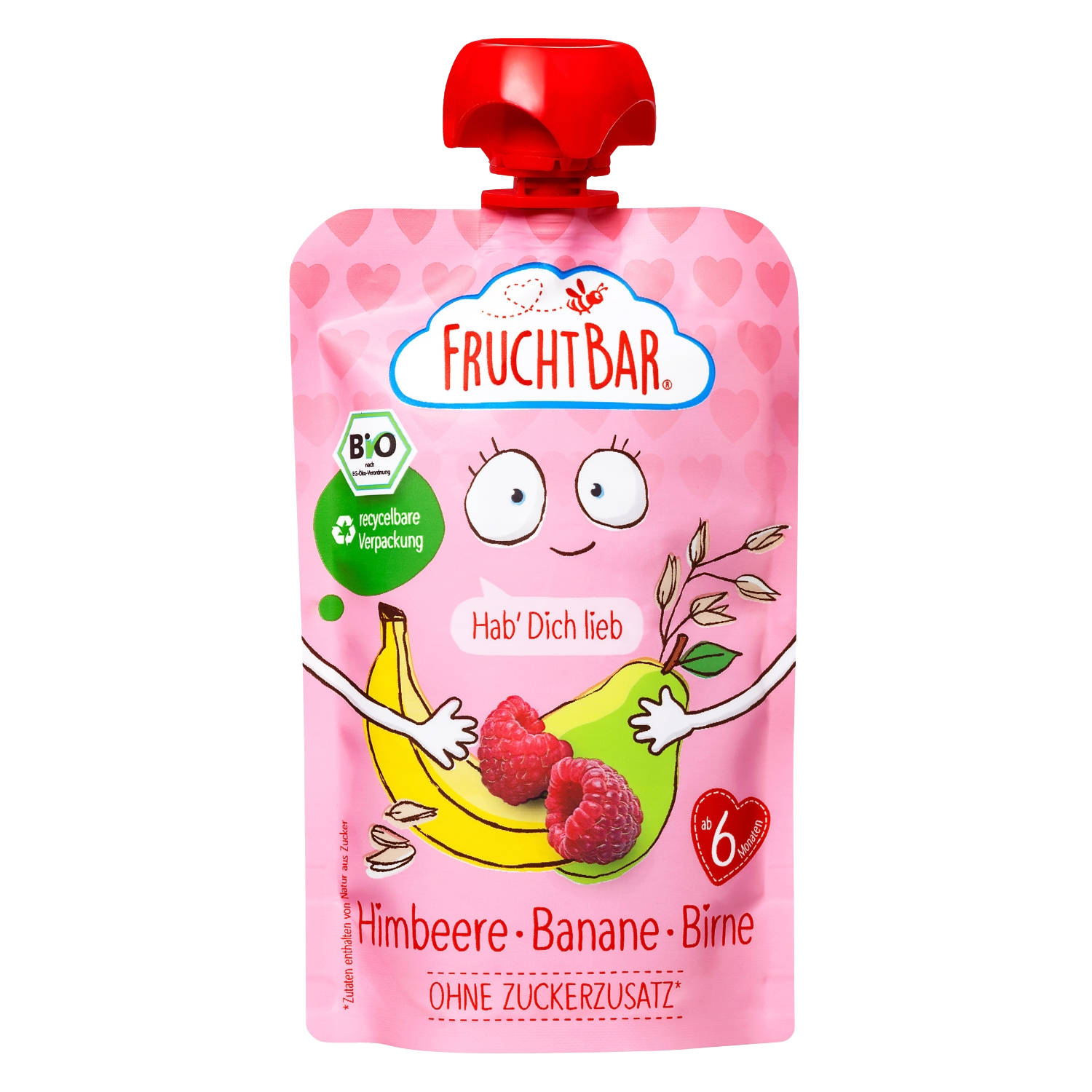 FRUCHTBAR BIO Ovocná kapsička s banánem, hruškou a malinami 100 g