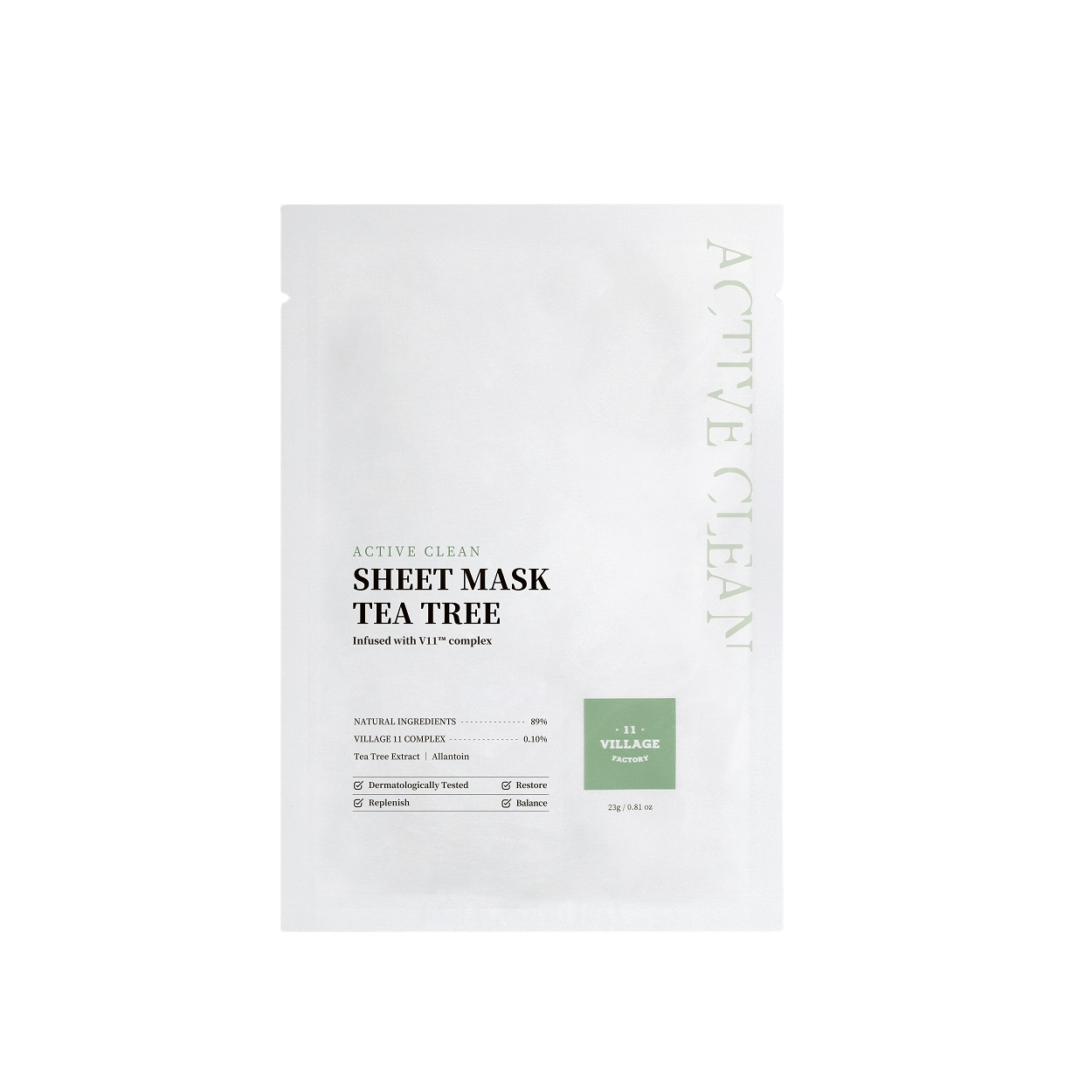 VILLAGE 11 FACTORY Active Clean plátýnková maska s Čajovníkem na problematickou pleť 23 g