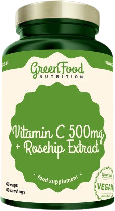 GREENFOOD NUTRITION Vitamin C 500mg + Rosehip extract 60 kapslí