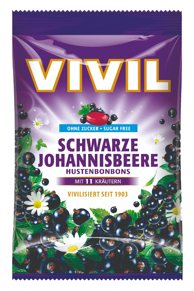 VIVIL Bonbóny Černý rybíz + 11 bylin bez cukru 60 g