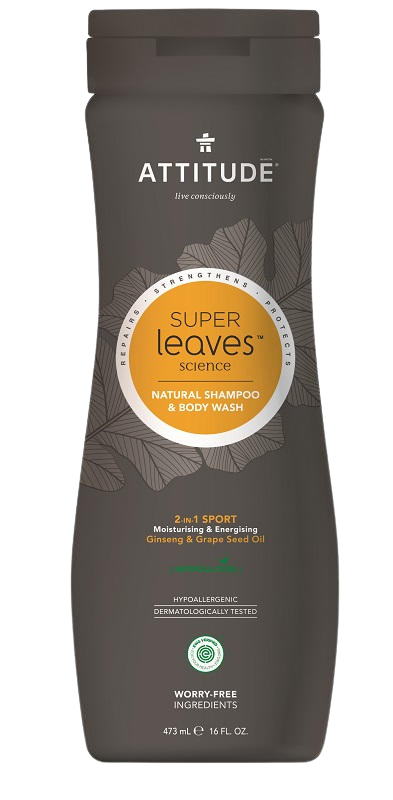 ATTITUDE Přírodní pánský šampón & tělové mýdlo (2v1) Super leaves s detoxikačním účinkem - normální vlasy 473 ml