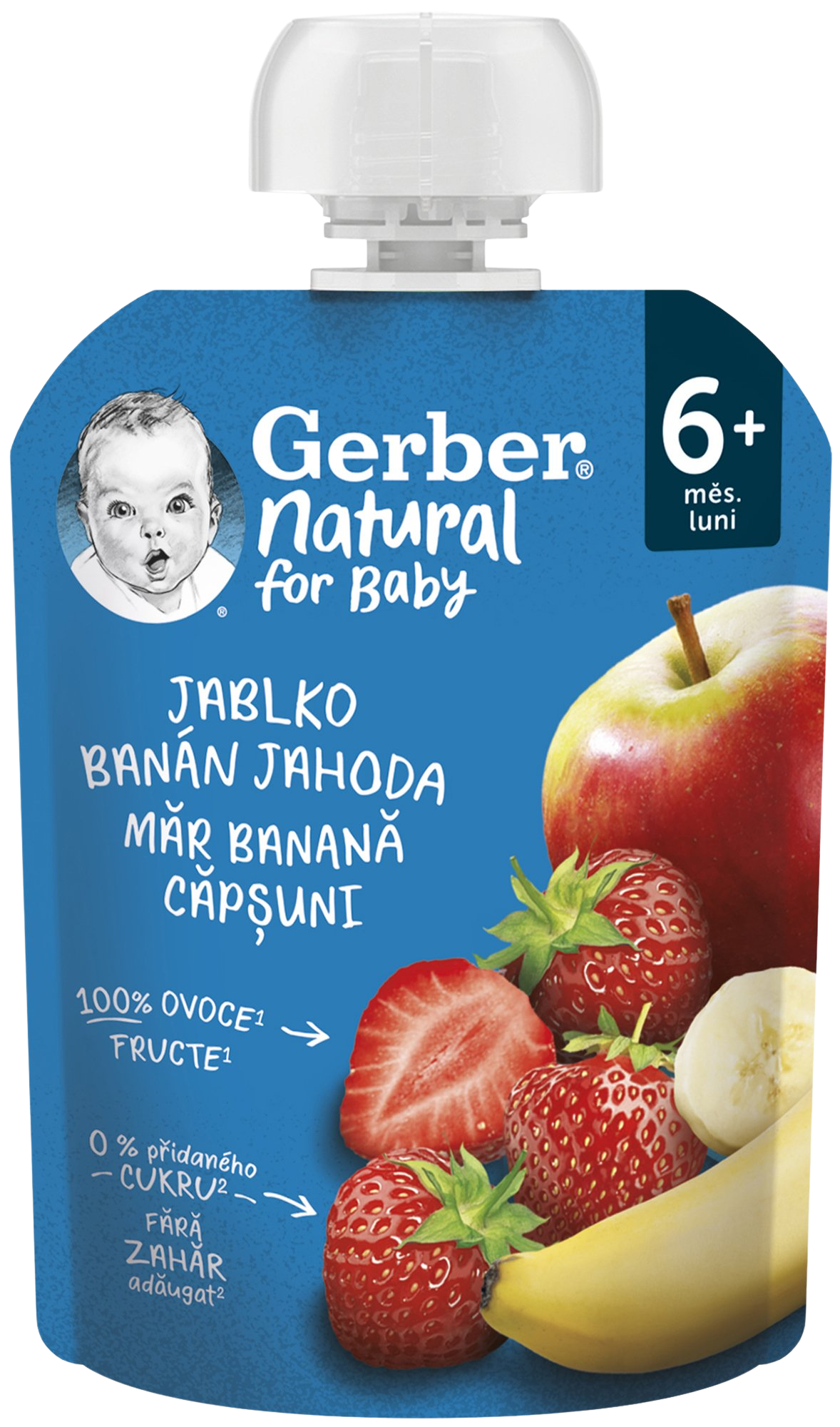 Gerber Natural kapsička jablko, banán a jahoda 90 g