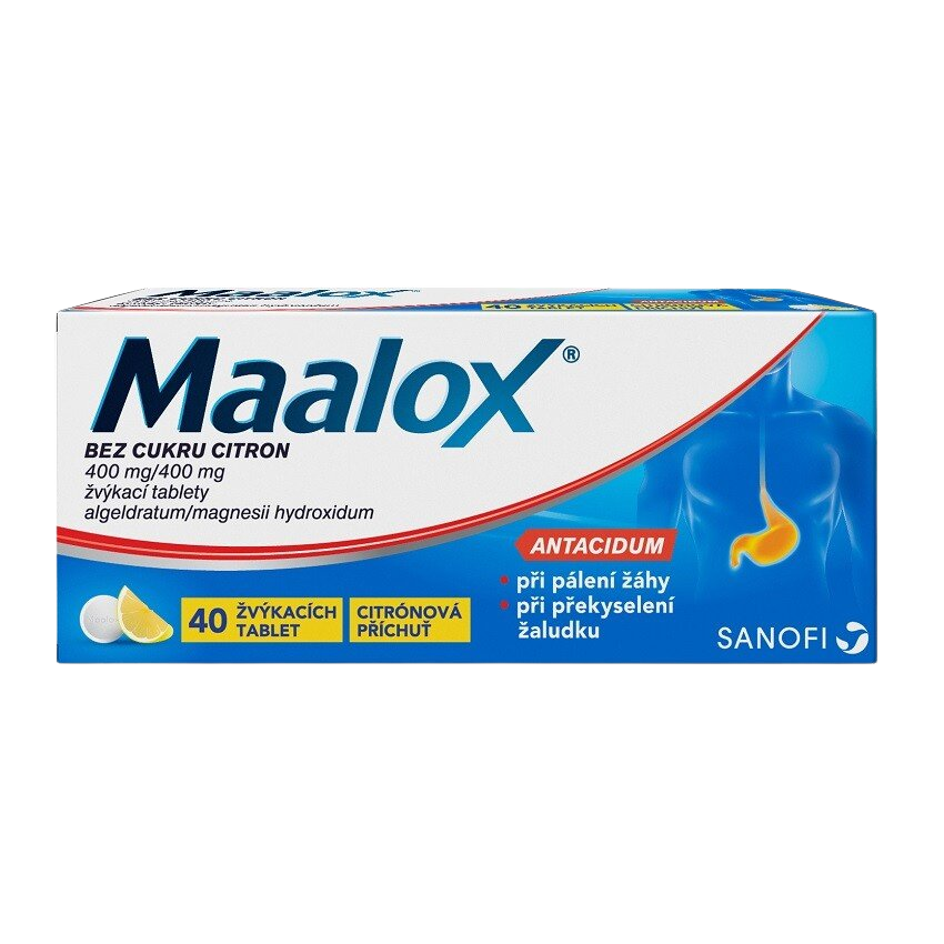 MAALOX BEZ CUKRU CITRON 40 žvýkacích tablet