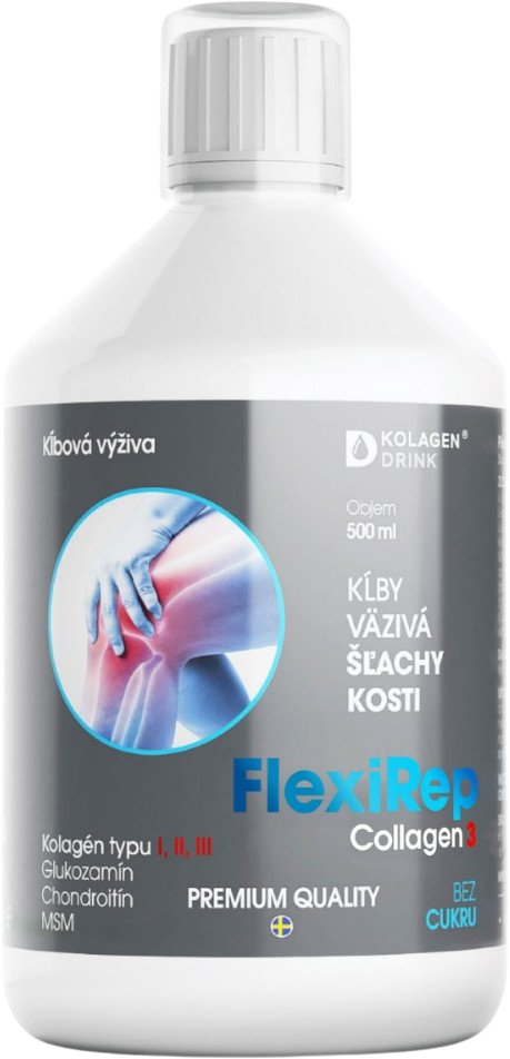 KOLAGENDRINK FlexiRep Kloubní výživa typy kolagenu I, II, III klouby, šlachy, vazy, kosti 500 ml