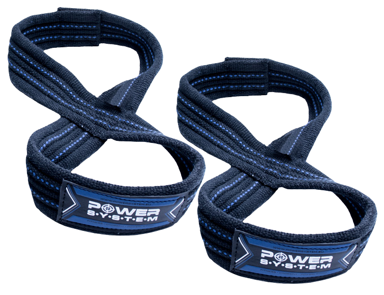 POWER SYSTEM Trhačky Lifting Grips Figure 8, čierná/modrá, veľ. S/M, 2 ks